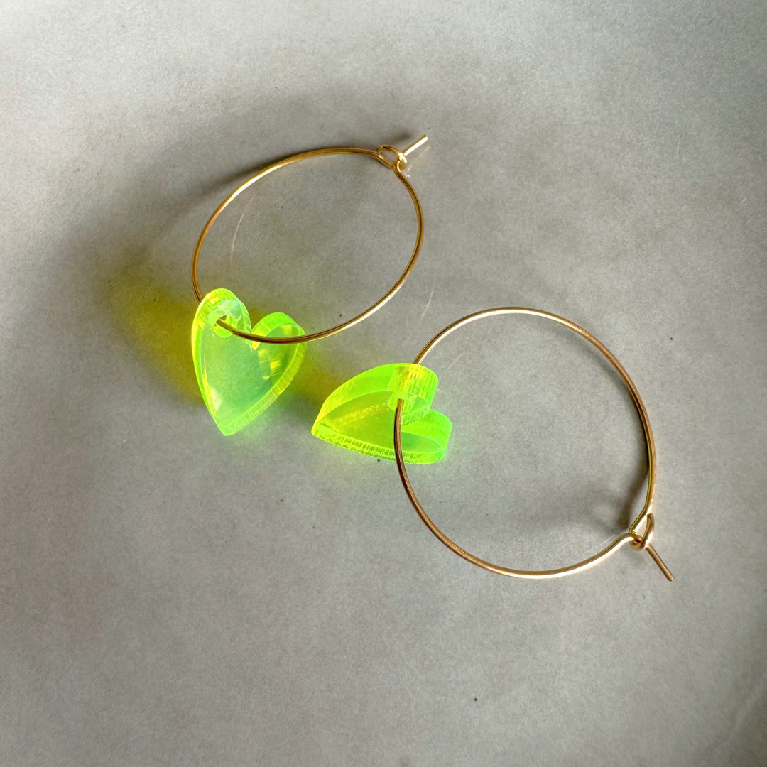 Ohrringe Hoops Lume Charms | Herz Neon Gelb