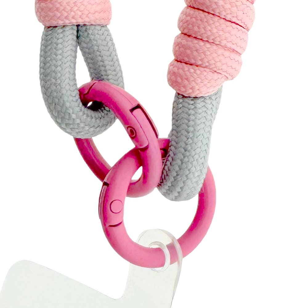 Handykette kurz grau/rosa