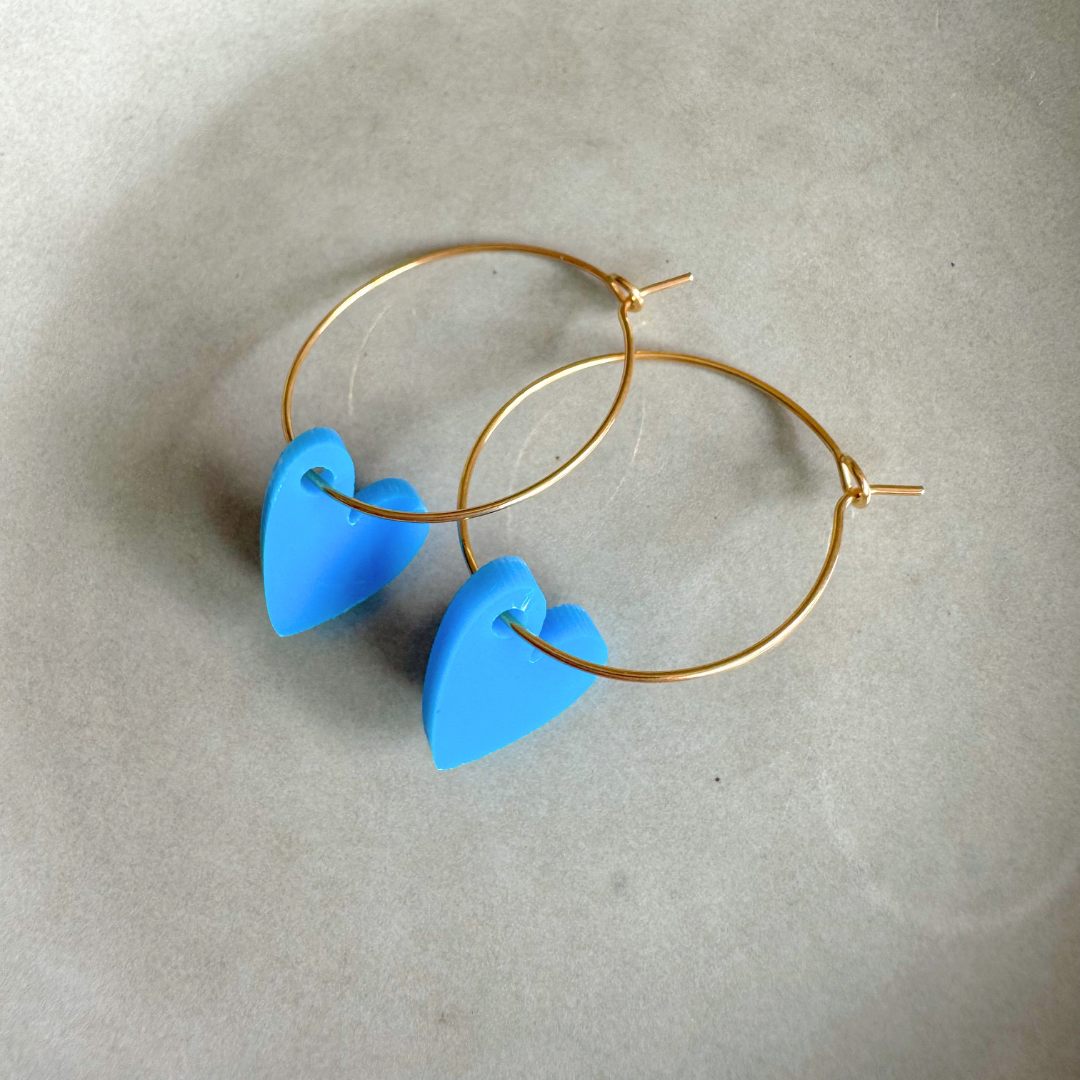 Ohrringe Hoops Lume Charms | Herz Blau