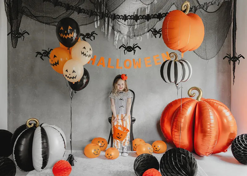 Folienballon Kürbis schwarz/weiß