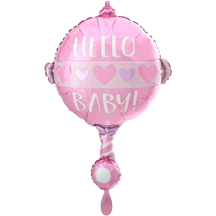 Folienballon Babyrassel rosa