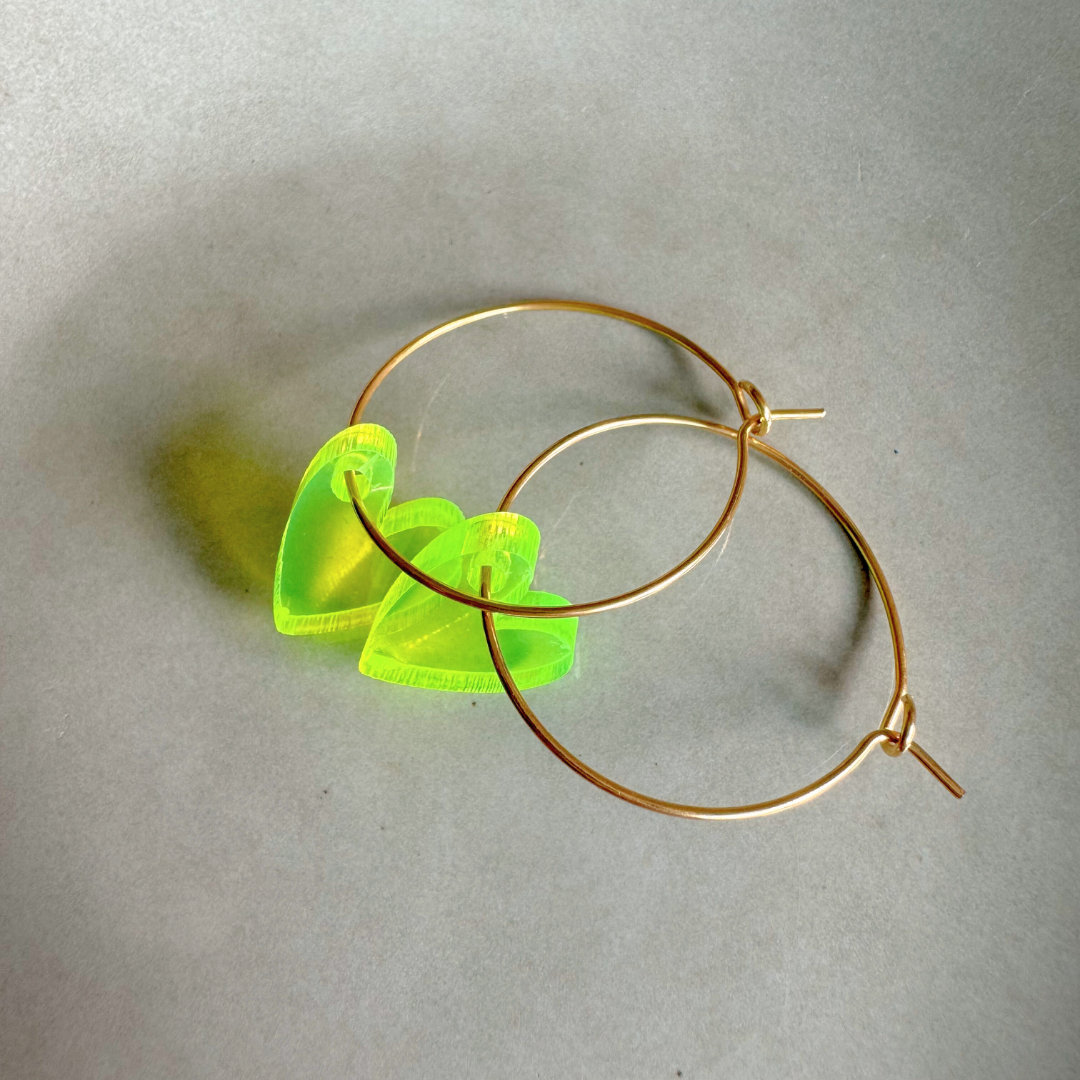 Ohrringe Hoops Lume Charms | Herz Neon Gelb