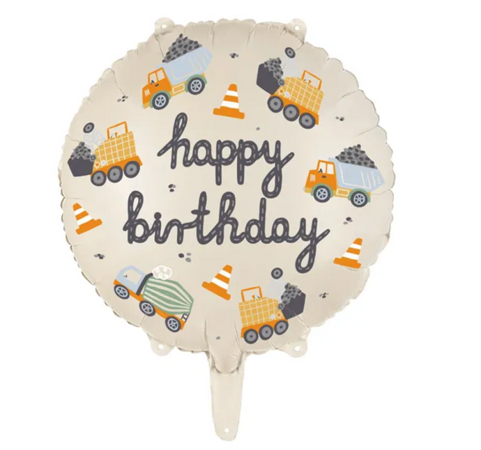 Folienballon Happy Birthday Baustelle