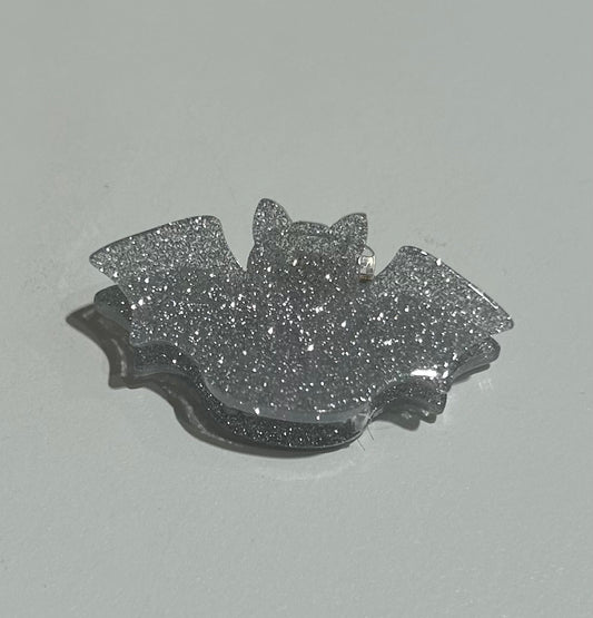Haarklammer Fledermaus Glitzer silber