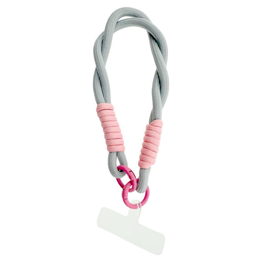 Handykette kurz grau/rosa