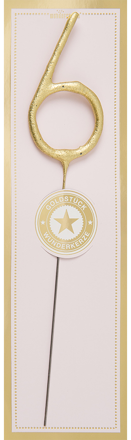 Wunderkerze Zahl 6 gold