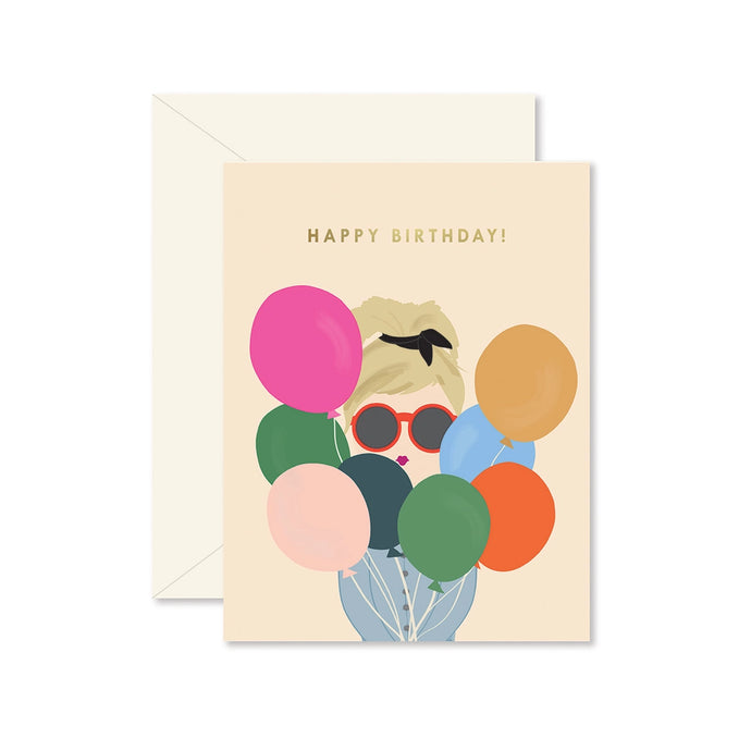 Glückwunschkarte Happy Birthday Girl mit Ballons