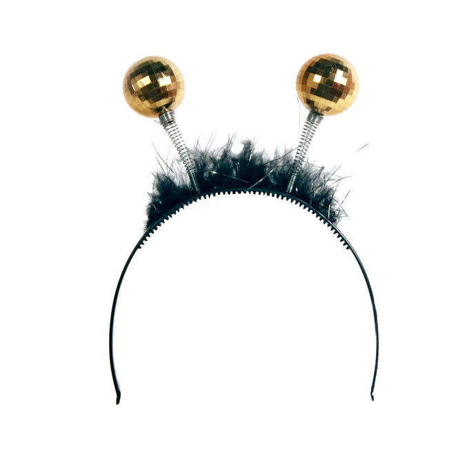 Haarreifen Discokugel gold
