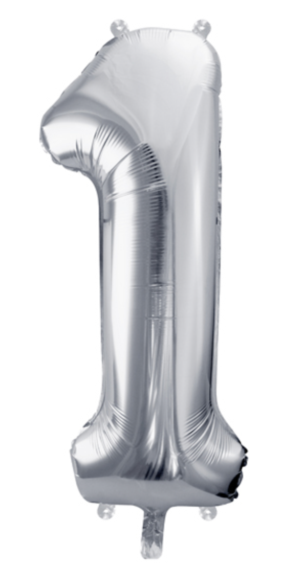 Folienballon Zahlen SILBER, 86cm