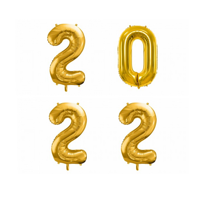 XL Folienballon Zahl 2022 gold