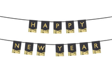 Lade das Bild in den Galerie-Viewer, Banner Happy New Year gold/schwar
