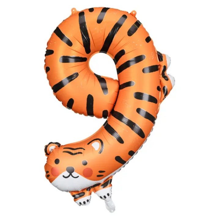 Folienballon Zahl 9 Tiger