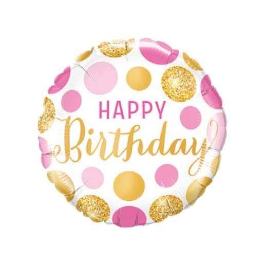Happy Birthday Dots pink/gold