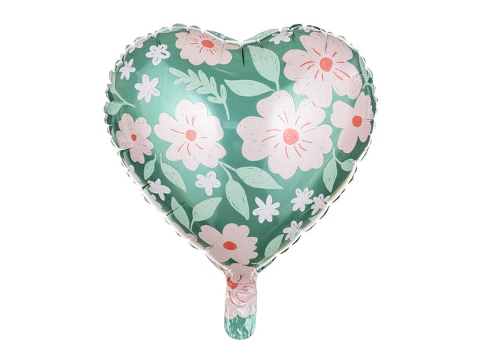 Folienballon Herz mit Blumen