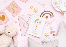 Lade das Bild in den Galerie-Viewer, Glückwunschkarte Babyshower rosa
