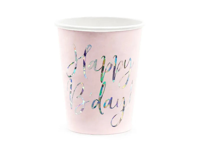 Becher rosa mit Aufschrift