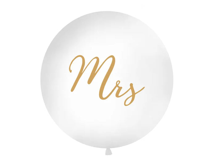 Riesenballon Mrs. weiß/gold