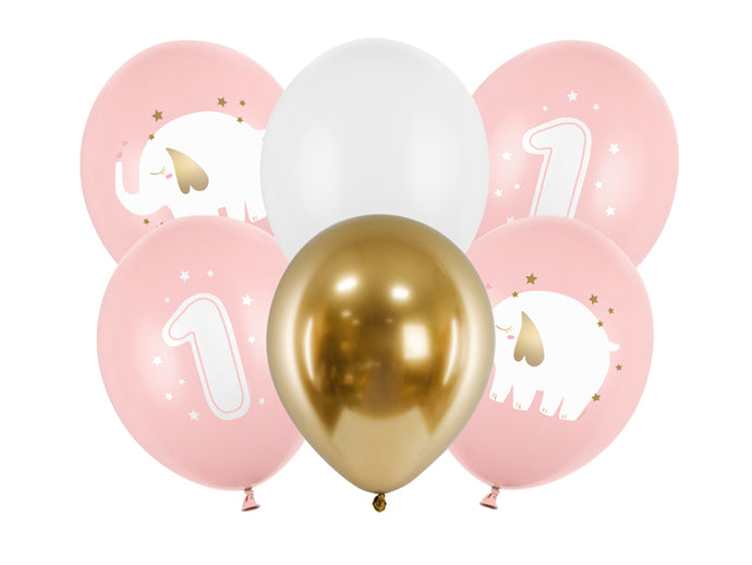 Luftballon Set 1. Geburtstag rosa
