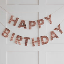 Lade das Bild in den Galerie-Viewer, Girlande Happy Birthday Roségold Fransen

